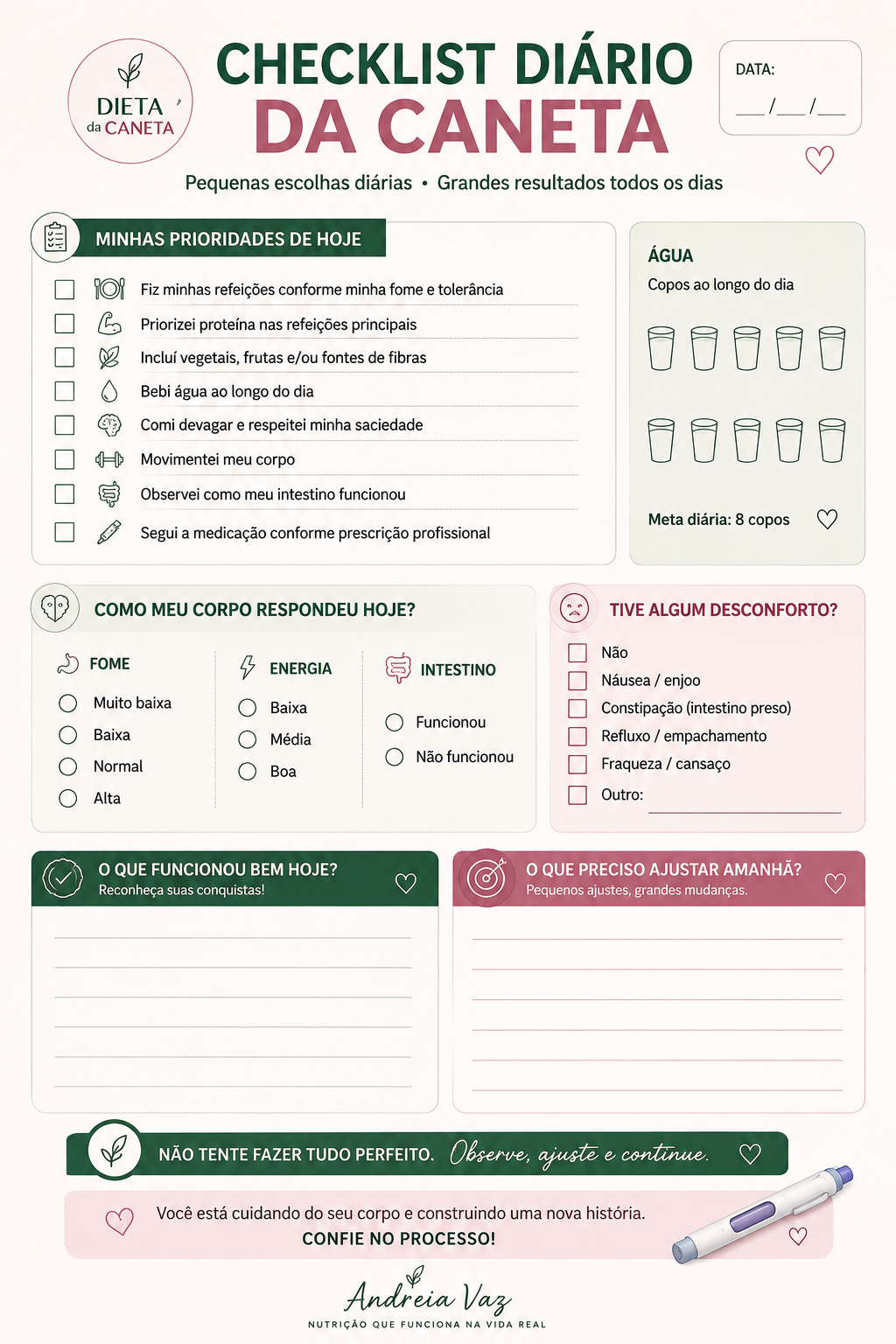 Checklist diário da Caneta